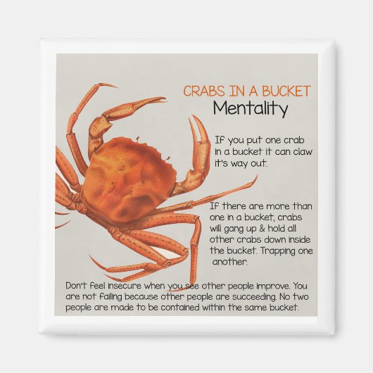 Krabben in een Bucket Mentality Magnet Magneet (Voorkant)