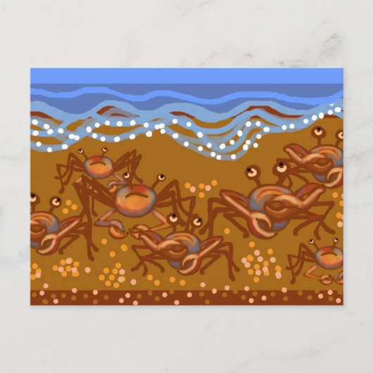 Krabben op het strand briefkaart (Voorkant)