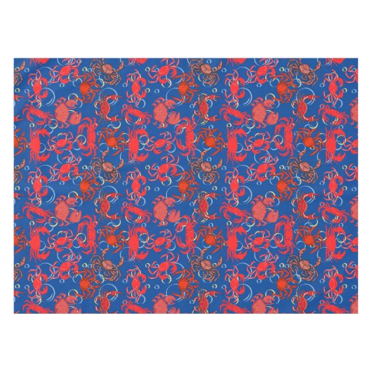 Krabben Patternx4 Blauw BG Tafelkleed (Voorkant (Horizontaal))