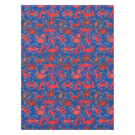 Krabben Patternx4 Blauw BG Tafelkleed (Voorkant)