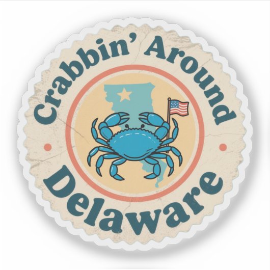  krabben rond Delaware Crab Sticker (Voorkant)