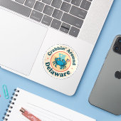  krabben rond Delaware Crab Sticker (Laptop met iPhone)