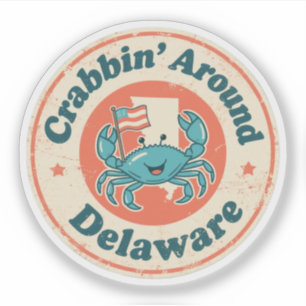  krabben rond Delaware Crab Sticker