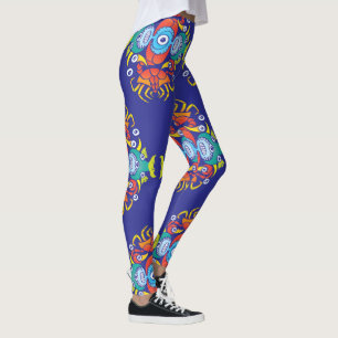 Krabben, vis en octopussen, voor een zomerpatroon leggings