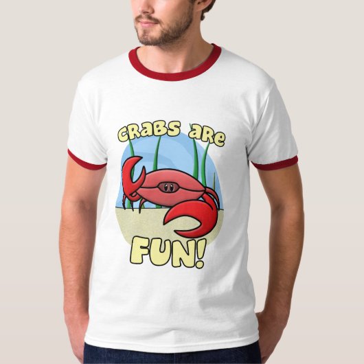 Krabben zijn Fun Ringer TShirt (Voorkant)