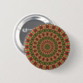 krabbenappel kaleidoscoop rood, groen abstract ronde button 5,7 cm (Voorkant /achterkant)