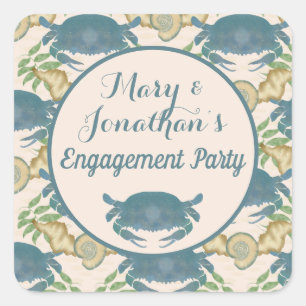 Krabbenfeest-waterverf Blauwe Krabben, Verloving  Vierkante Sticker