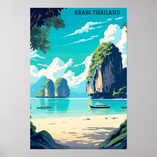 Krabi Thailand Beach Paradise Travel Poster (Voorkant)