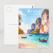 Krabi Thailand  kliffen en longtail boten Briefkaart (Voorkant / Achterkant)