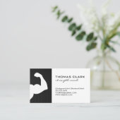 Kracht coach arm flexen visitekaartje (Staand voorkant)