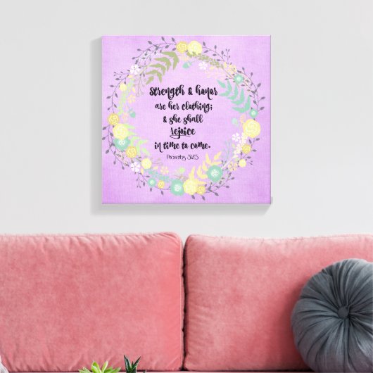 Kracht en eer zijn Haar Kleding Spreuken Vers Canvas Afdruk (Insitu (Woonkamer))