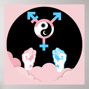 Kracht en Evenwicht Zon en Maan Transgender Symboo Poster