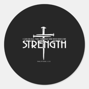 Kracht en Nagelkruis Bijbelvers Christelijk Ronde Sticker