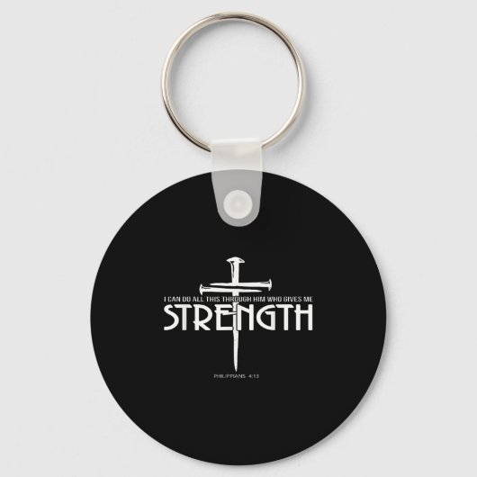 Kracht en Nagelkruis Bijbelvers Christelijk Sleutelhanger (Voorkant)