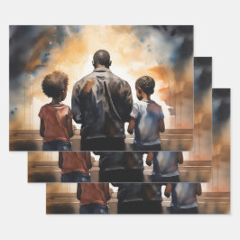 Kracht in gebed: een getrouw moment van een gezin inpakpapier vel