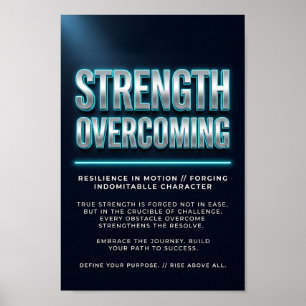 Kracht Overwinnings Motiverende Poster met Neon 