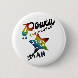 Kracht voor de bevolking (Retro-regenboogpleister) Ronde Button 5,7 Cm