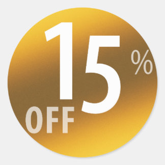 Krachtig 15% OFF SALE-teken | Goud Ronde Sticker