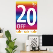 Krachtig 20% korting op verkoopsignaal | Kleurrijk Poster (Thuiskantoor)