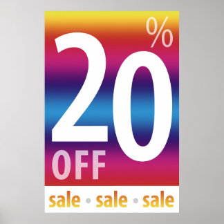 Krachtig 20% korting op verkoopsignaal | Kleurrijk Poster
