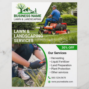 Krachtig & Boeiend Gazon & Landschapsontwerp Print Flyer