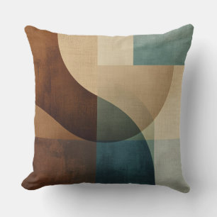 Krachtig Bruin Beige Blauw Groen Abstract Kleurblo Kussen