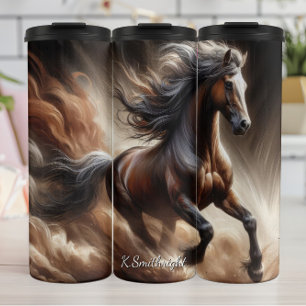 Krachtig Bruin Paard Stof Galop Thermosbeker