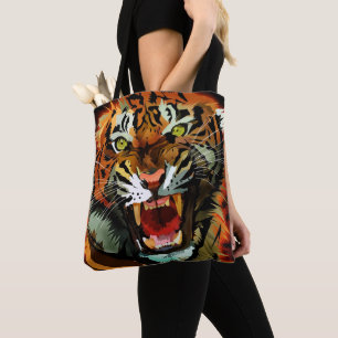 Krachtig brullende tijger kunstwerk   Kordate wild Draagtas