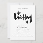 Krachtig Hedendaags Zwart Kwast Schrift Huwelijk Kaart (Voorkant)