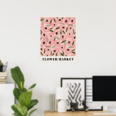 Krachtig Inktachtig Bloempatroon | Handgetekende B Poster (Thuiskantoor)
