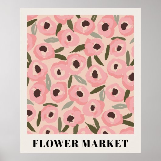 Krachtig Inktachtig Bloempatroon | Handgetekende B Poster (Voorkant)