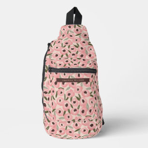 Krachtig Inktachtig Bloempatroon Handgetekende B Sling Bag