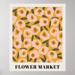 Krachtig Inktbloemmotief Handgetekende Botanisch Poster