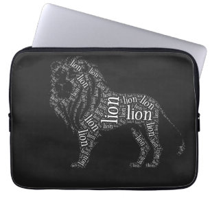 Krachtig Leeuw Typografie Design T-Shirt Laptop Sleeve