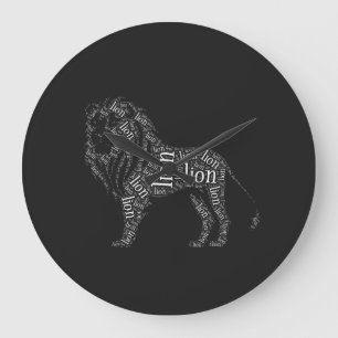 Krachtig Leeuw Typography Design T-Shirt Grote Klok