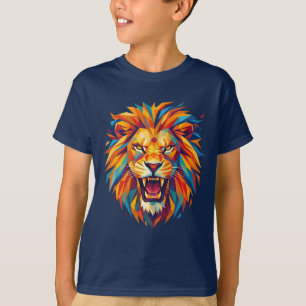 Krachtig Leeuwen Kids T-Shirt - Kleurrijke Geometr