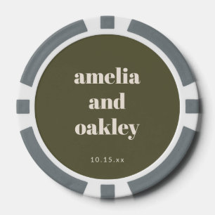 Krachtig Minimalistisch Boho Olijfgroen Aangepast Poker Chips