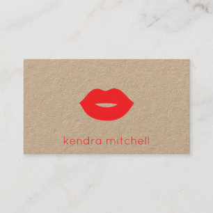 Krachtig Minimalistisch Rood Lippen Logo Make-up K Visitekaartje