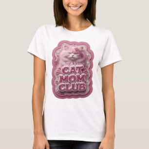 Krachtig Roze CAT MOM CLUB Draagbare Kunst T-shirt