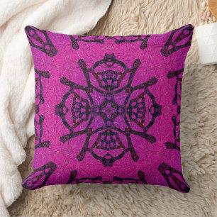 Krachtig roze en paars geometrisch patroon kussen