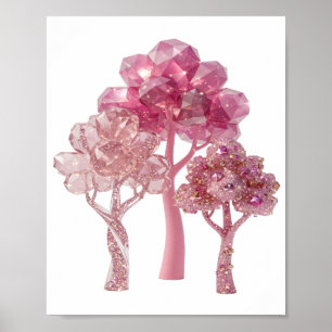 Krachtig Roze ROZE SIERADEN BOMEN Poster