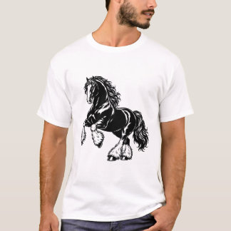 Krachtig Shirepaard Zwart en Wit Illustratie T-shirt