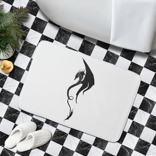 Krachtig zwart wit tribal draak illustratie ontwer badmat