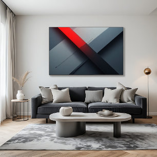 Krachtige Abstracte Rode en Grijze Geometrische Poster