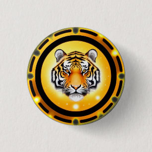 Krachtige Abstracte Tijger Illustratie Ronde Button 3,2 Cm