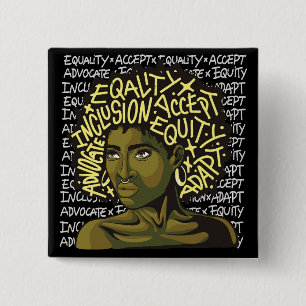 Krachtige Afro-kunst over gelijkheid en inclusie Vierkante Button 5,1 Cm