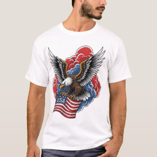 Krachtige Amerikaanse Adelaar – Patriottische Vlag T-shirt