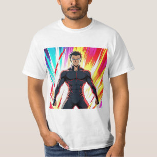Krachtige Anime Heldentransformatie – Dynamische E T-shirt