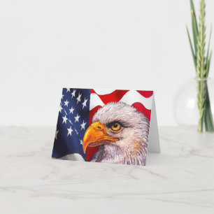 Krachtige Bald Eagle en American Flag Note Kaart