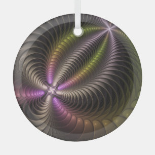 Krachtige beweging kleurrijke Abstracte fractale k Glas Ornament